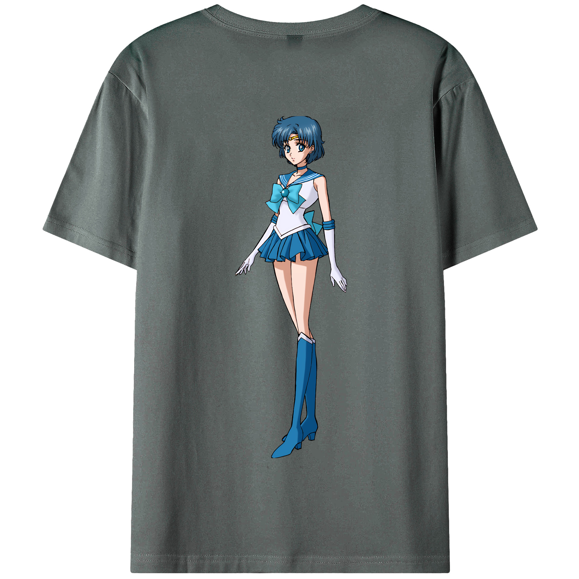 （画像用） 美少女戦士セーラームーン 水野 亜美 みずの あみ Sailor Moon Mizuno Ami 綿100％半袖Tシャツ（背面プリント）